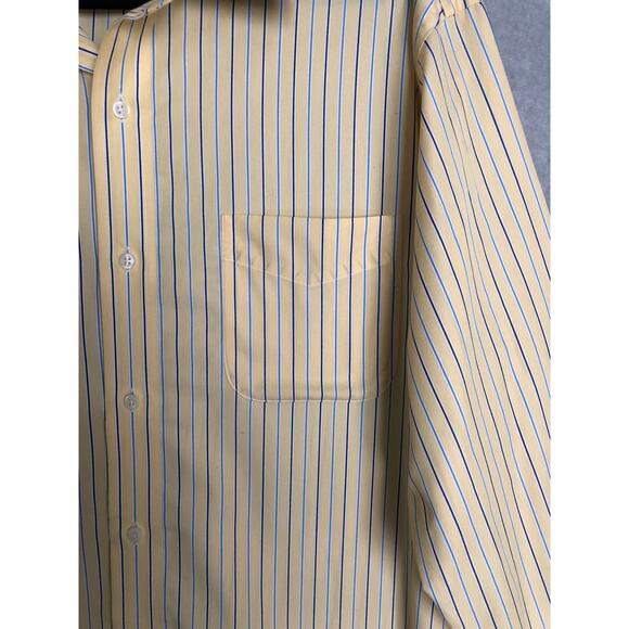 Lauren Ralph Lauren Men's 17 (32/33) Non-Iron Stripe Long Sleeve Shirt Yellow - Picture 3 of 7